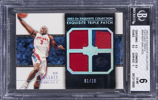 2003-04 UD "Exquisite Collection" Triple Patches #BW Ben Wallace Triple Patch Card (#01/10) - BGS EX-MT 6